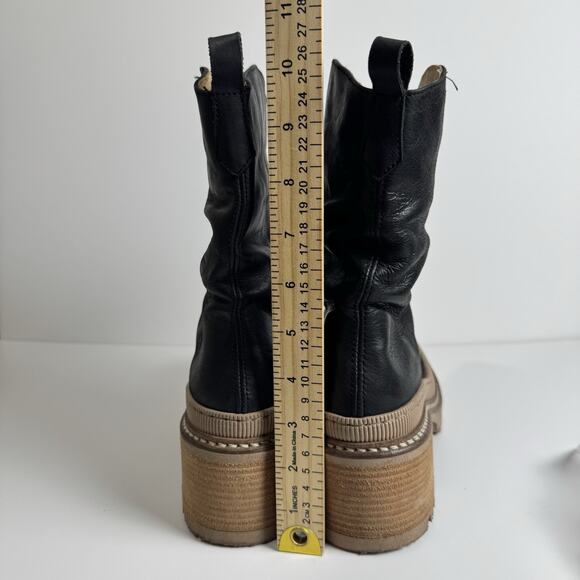 FREE PEOPLE Mel Slouch Boots Women’s Black Leather Size 6.5 Boho Western Chic - Picture 4 of 9